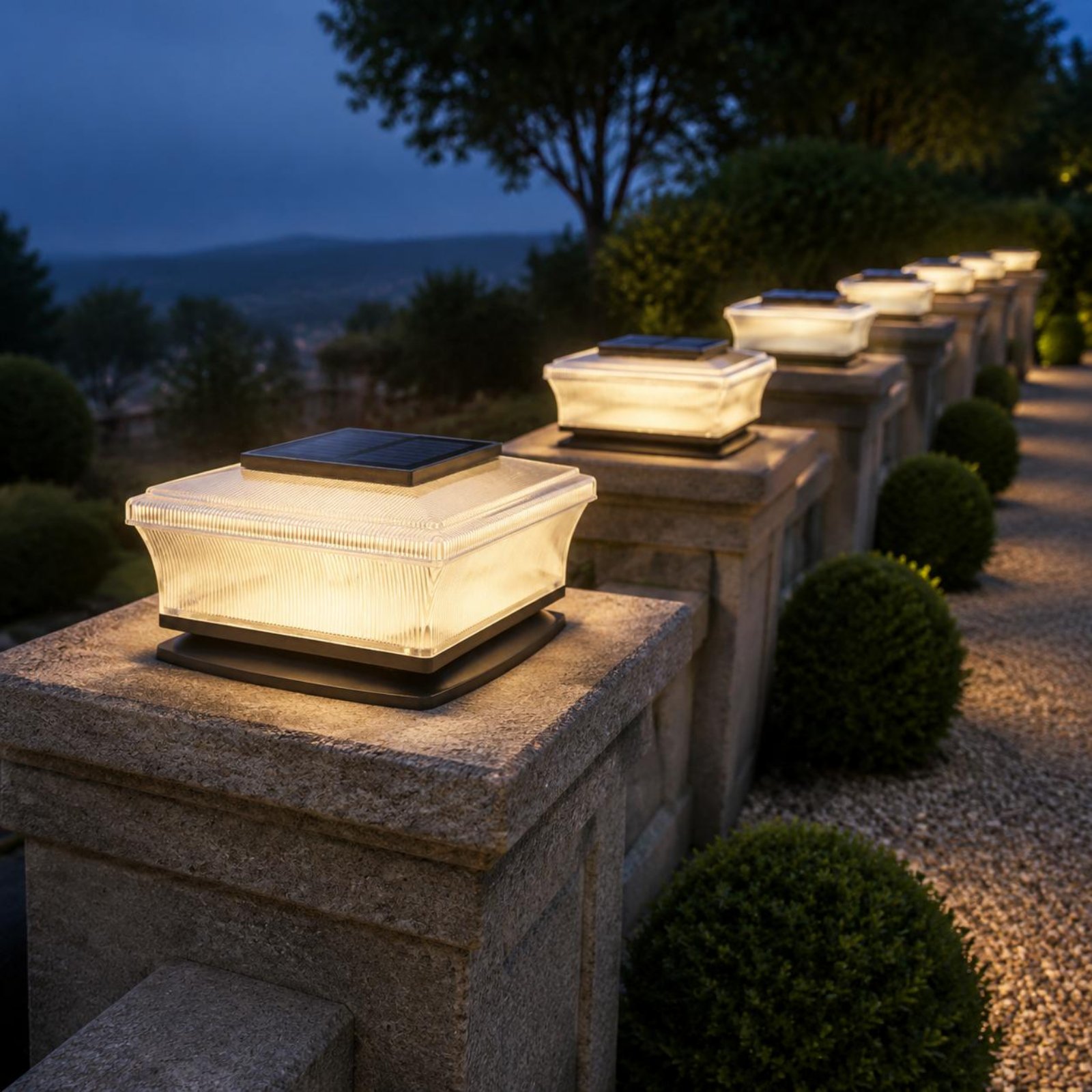 Solar Lamp - Bezprzewodowa kwadratowa lampa solarna na słupek,